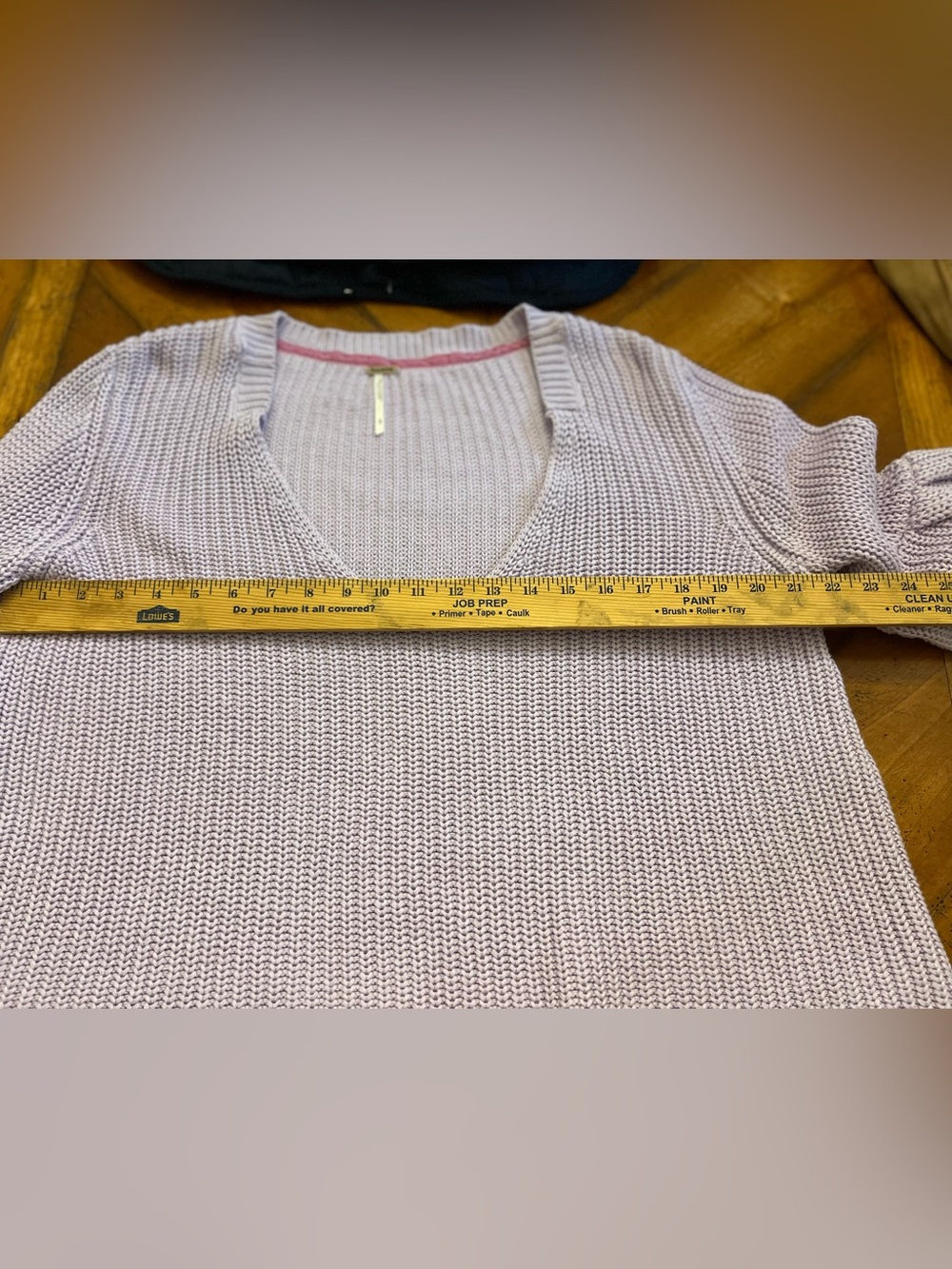 Free People Lavender V-Neck Bell Sleeve Knit Sweater - Picture 3 of 7